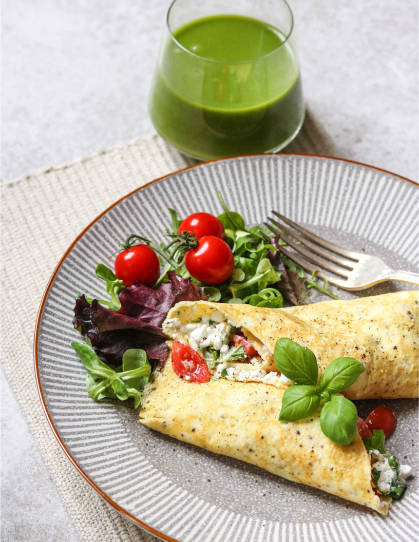 Cottage Cheese & Basil Filled Omelette