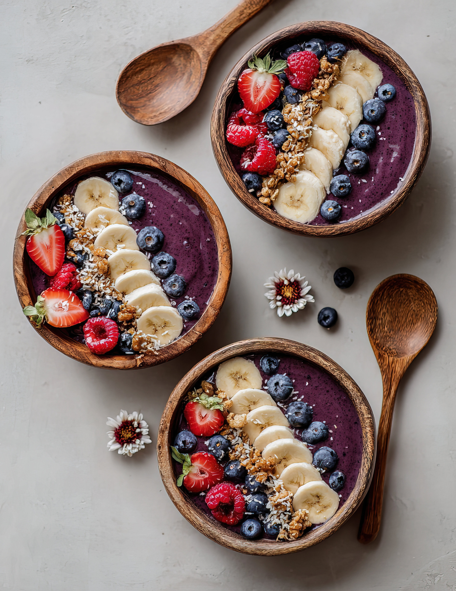 Blueberry banana protein smoothie bowl