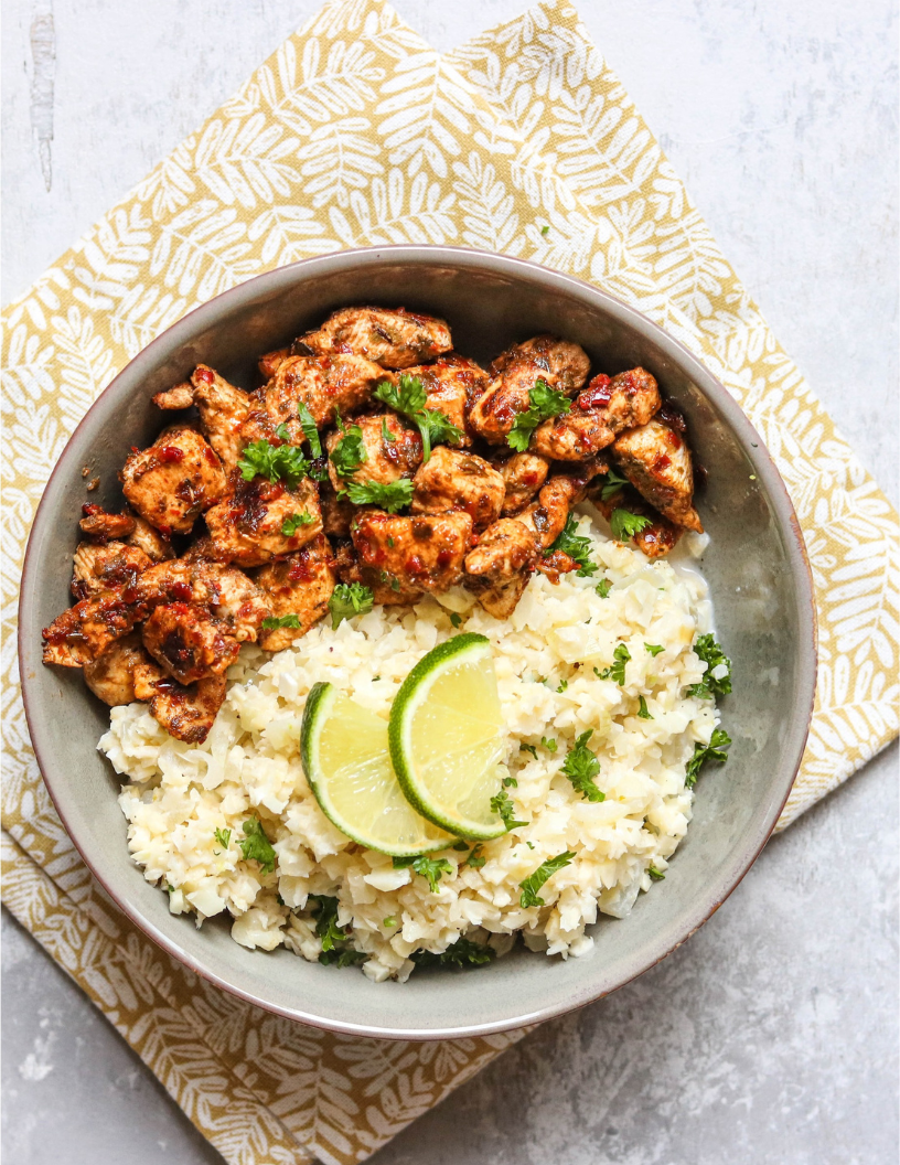 Jerk Chicken Coconut Cauliflower Rice