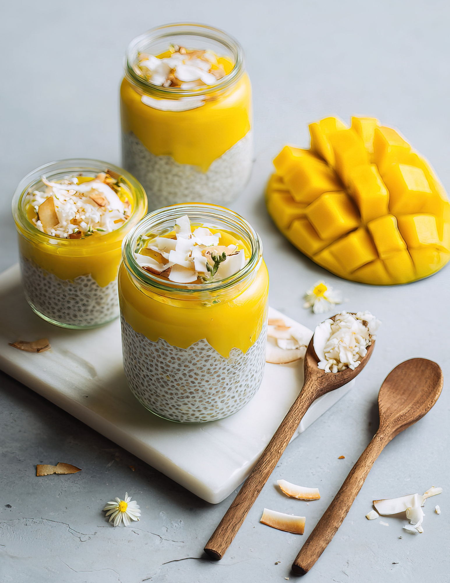 Mango Coconut Chia Protein Pudding