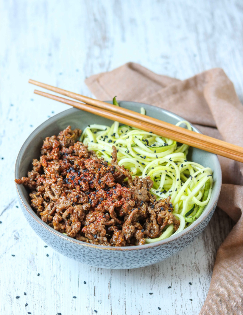 Sesame Ginger Beef Stir Fry with Zoodles