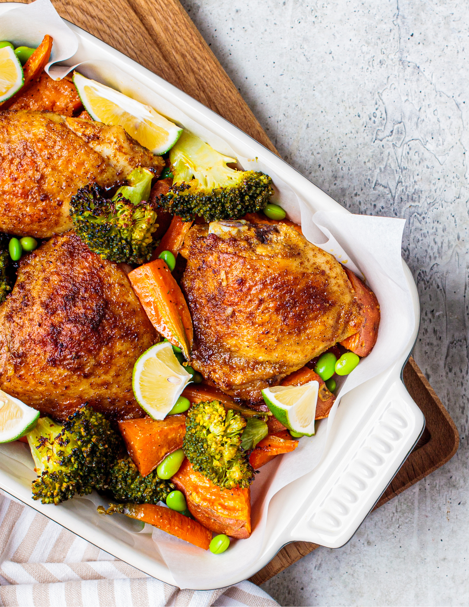 Spiced Baked Chicken Thighs with Roasted Veggies
